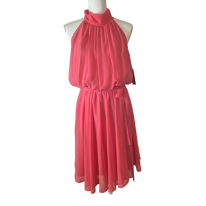Eva Mended NY&C Pink Chiffon Midi Dress SZ 12 NWT